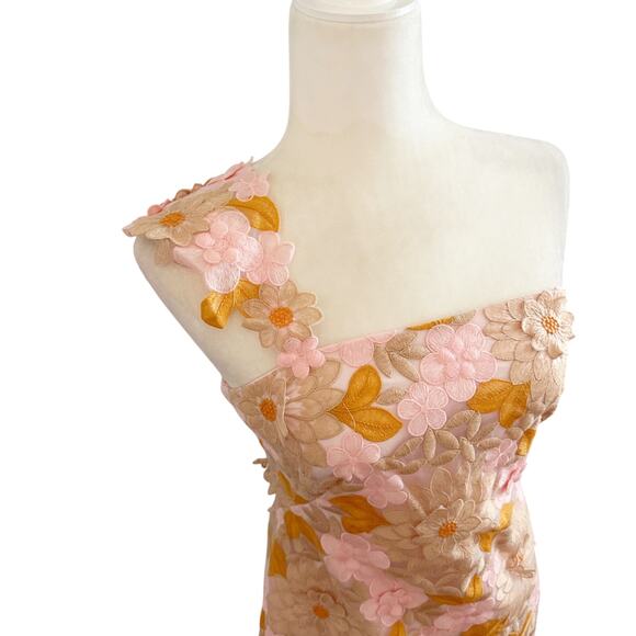 Anthropologie Floral Applique Dress 2 Pink NWT - Picture 4 of 11